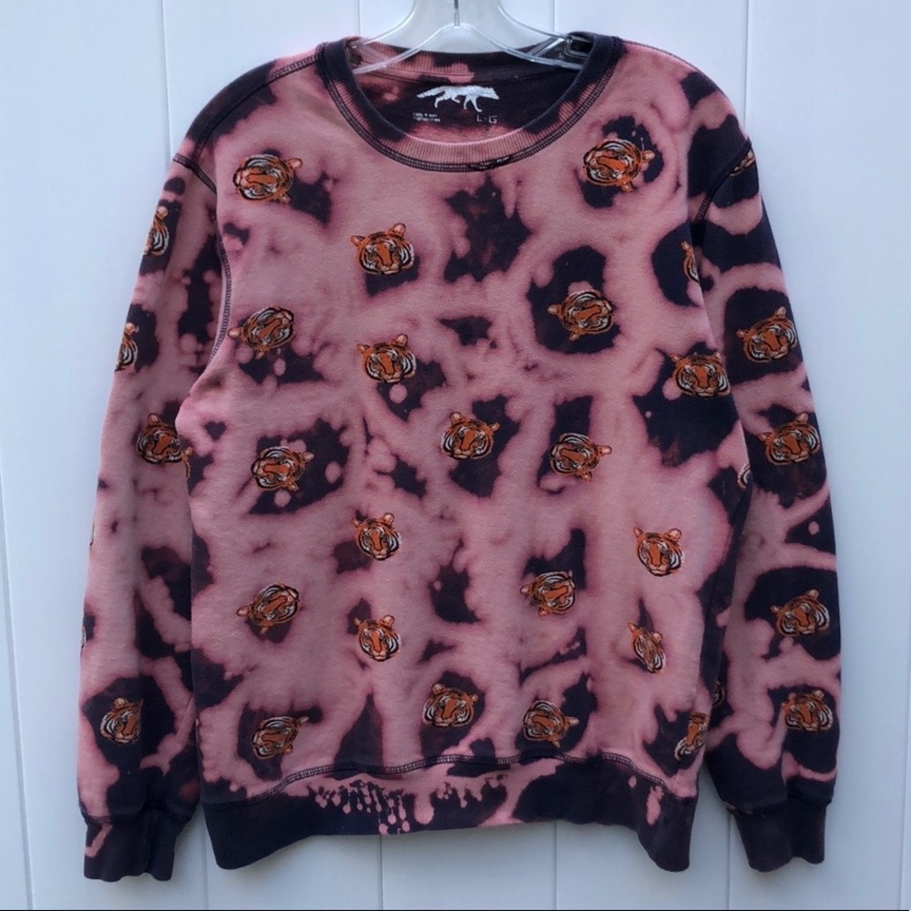 Tiger All-Over Custom Upcycled Tie Dye Sweatshirt